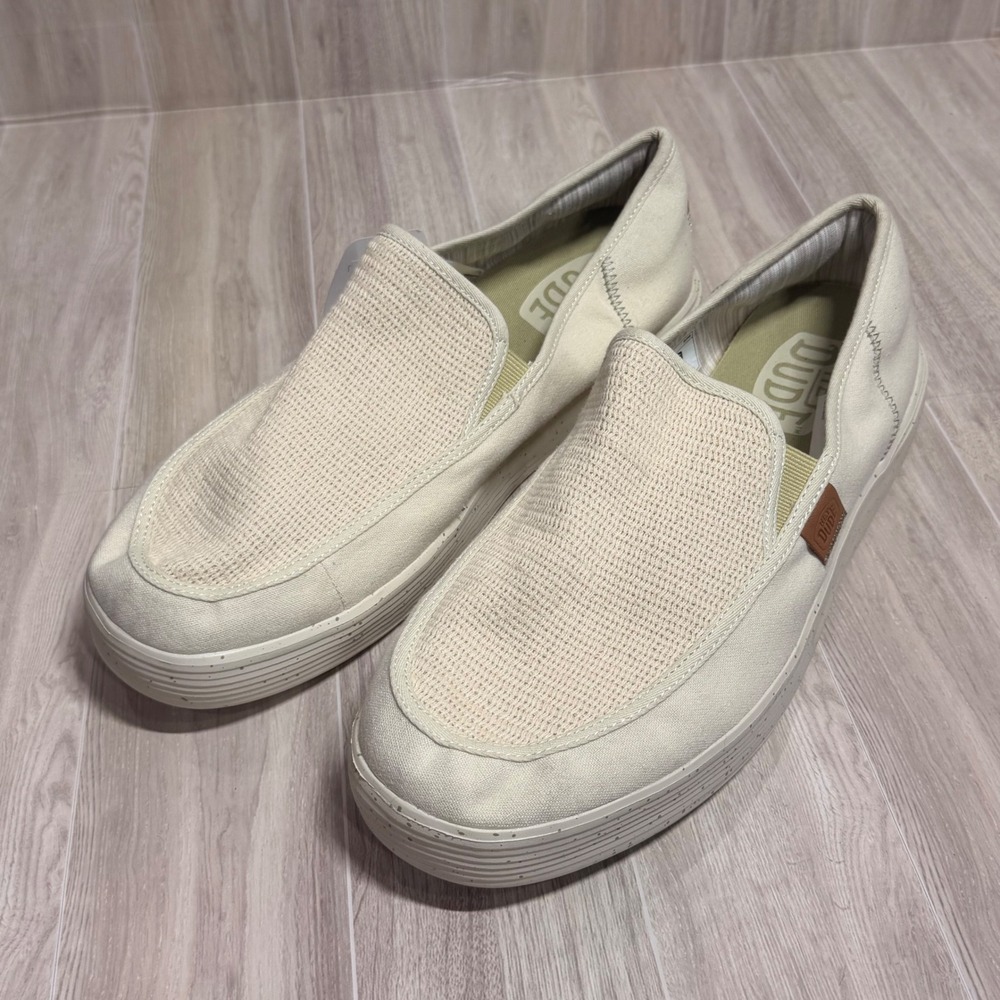 NEW Hey Dude Sunapee M Coastline Bone Mens Slip‎ On Loafers Size 14 40726-2Y2